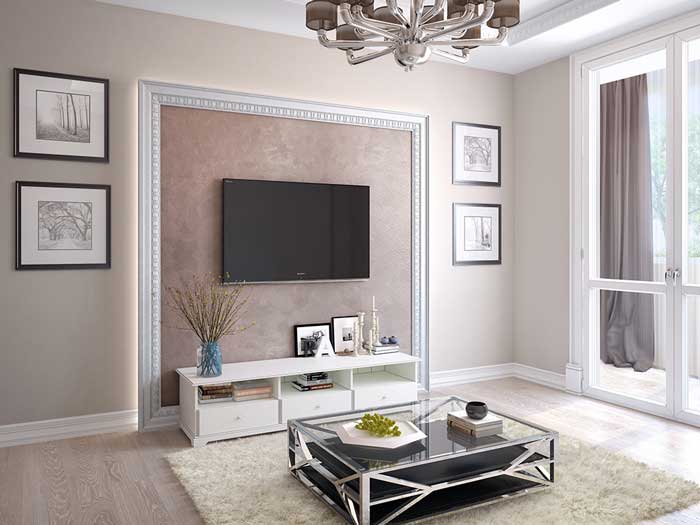 Гостиная с ковром. Потолок и гипсокартона Гостиная с ковром. Потолок и гипсокартона