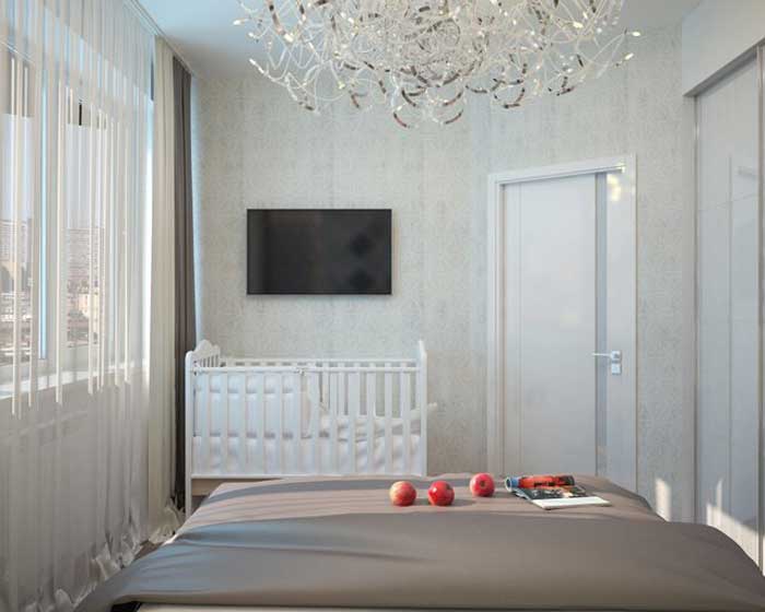 Дизайн узкой спальни с детской кроваткой Дизайн узкой спальни с детской кроваткой