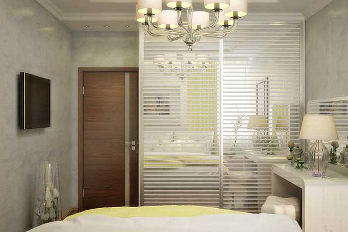 Шкаф купе в спальне со стеклянными дверями Шкаф купе в спальне со стеклянными дверями