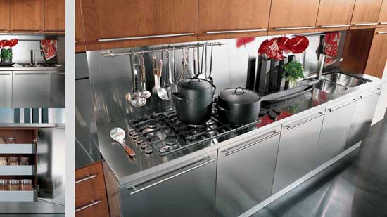 Металлический фартук на кухне фото Металлический фартук на кухне фото