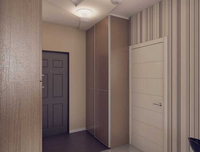 Отделка маленького коридора со шкафом