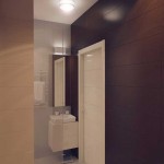 Современная ванная с подвесным унитазом шоколадная