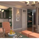 Стены серого цвета в гостиной с английским стилем. Фото