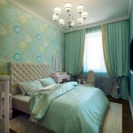 Бирюзовая спальня в английском стиле. Фото