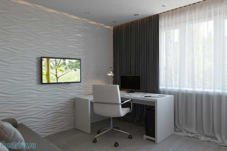 Простое зонирование спальни на кабинет и диванную - Фото Простое зонирование спальни на кабинет и диванную - Фото