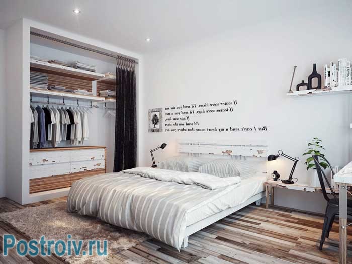 Белые стены в интерьере спальни. Экостиль в полной красе