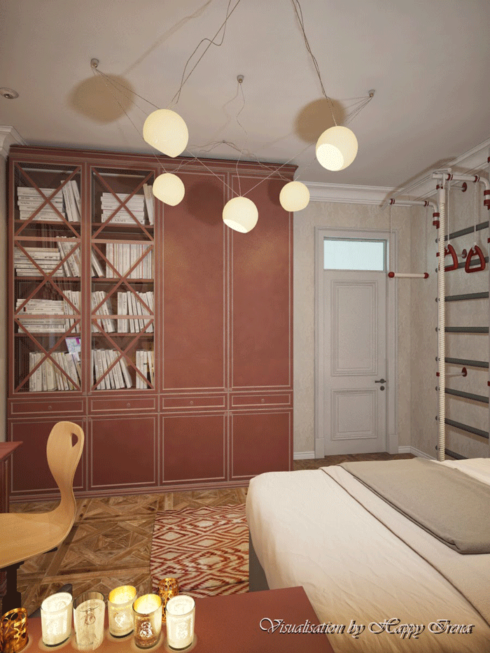 Книжный шкаф в детской для мальчика