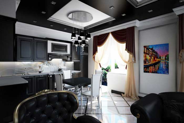 Черный цвет в интерьере кухни студии 2014 Черный цвет в интерьере кухни студии 2014