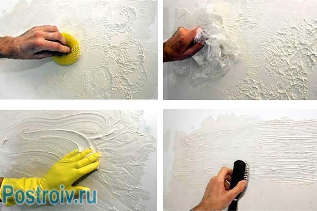 Технология нанесения декоративной штукатурки с помощью обычных предметов Технология нанесения декоративной штукатурки с помощью обычных предметов