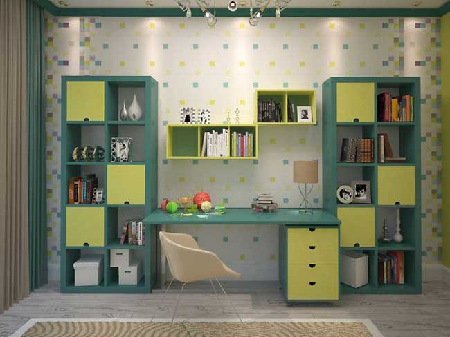 Шкаф в детской зеленого цвета. Фото 12