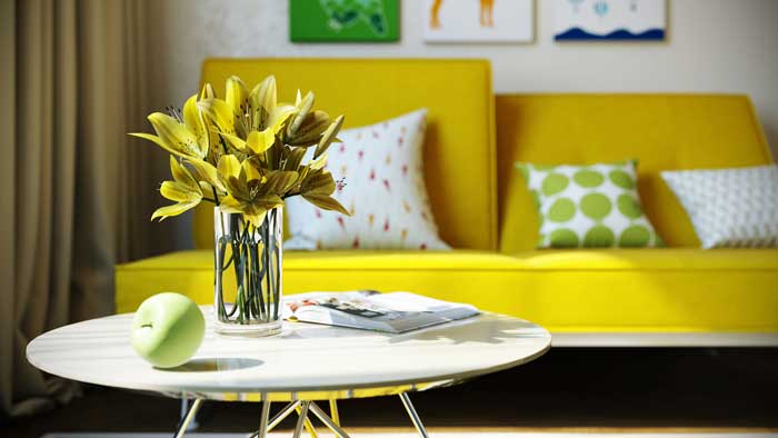 Дизайн комнаты для подростка с подвесным потолком из гипсокартона и точечными светильниками Дизайн комнаты для подростка с подвесным потолком из гипсокартона и точечными светильниками