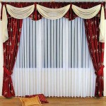 Интересный дизайн штор красно-белого цвета. Фото 16