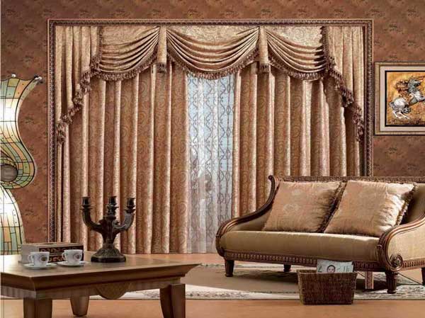 Коричневые шторы для гостиной в классическом стиле 2014. Фото 6