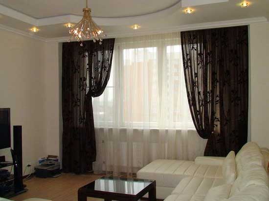 Черные шторы в гостиную комнату. Фото 11