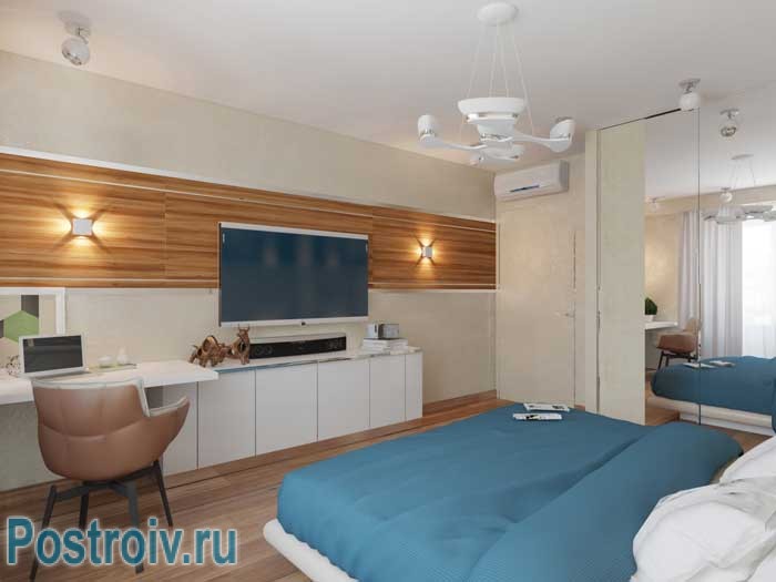 Цвет морской волны в спальне. Фото 2