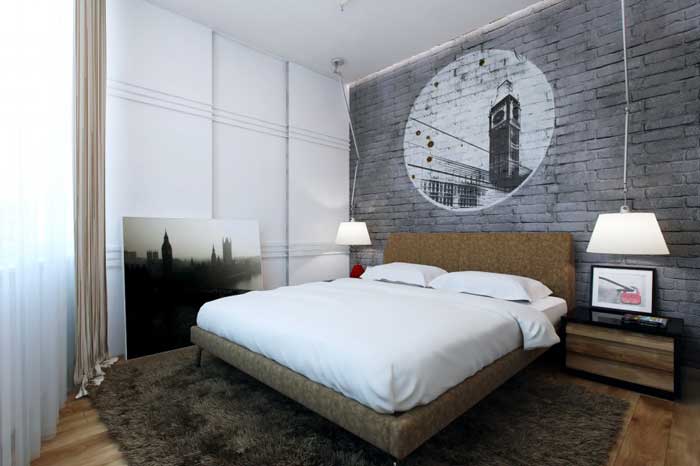 Дизайн спальни для молодого мужчины. Серый цвет - основной