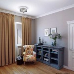 Дизайн большого коридора в квартире. Плотные шторы на окнах - Фото