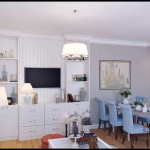 Гостиная-столовая 20-25 кв. м. в стиле нео классика. Светлые стены и потолок. Фото