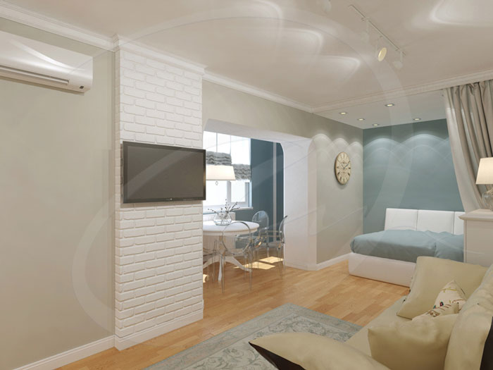 остиная совмещенная с кухней и лоджией. Фото после ремонта Гостиная совмещенная с кухней и лоджией. Фото после ремонта