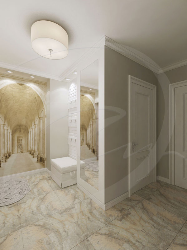 Коридор с мраморной плиткой на полу Коридор с мраморной плиткой на полу