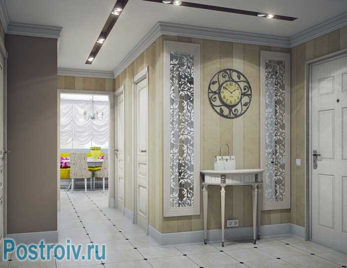 Керамическая плитка на полу в коридоре. Современный дизайн прихожей Керамическая плитка на полу в коридоре. Современный дизайн прихожей