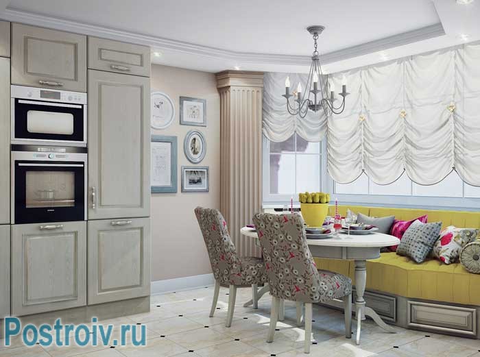 Интерьер кухни 8-10 кв. м. в современном исполнении. Обеденная зона в эркере Интерьер кухни 8-10 кв. м. в современном исполнении. Обеденная зона в эркере