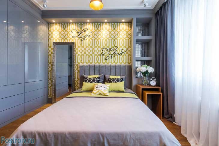 Интерьер спальни 14 кв. м. в современном стиле - Фото