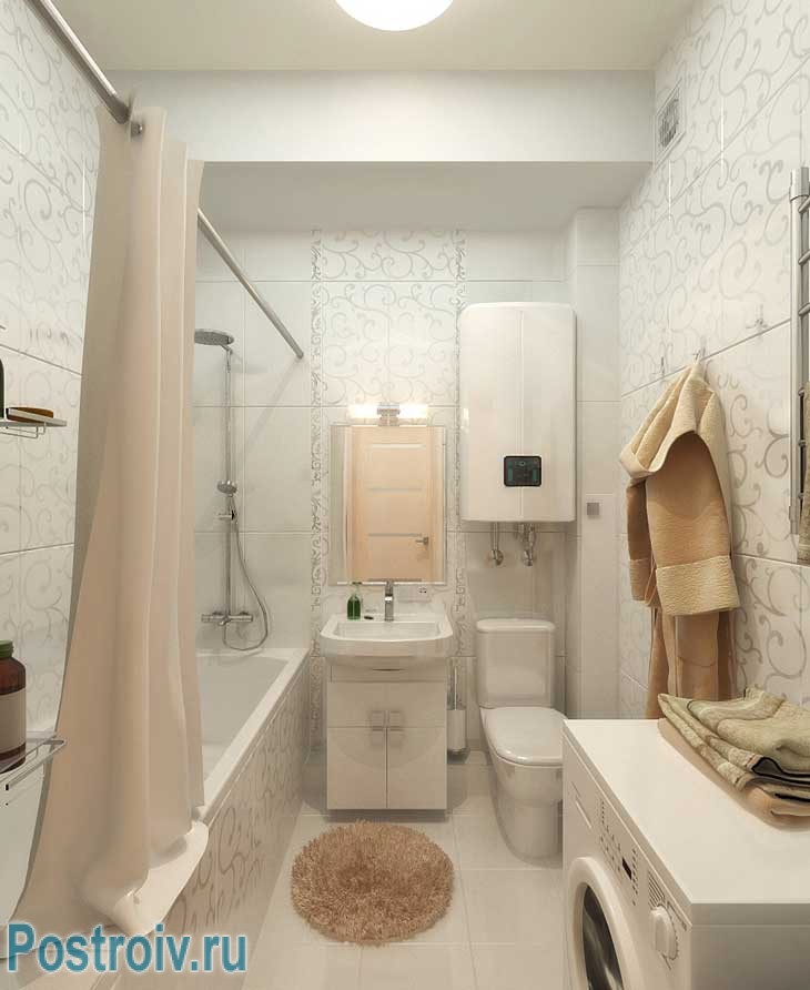 Дизайн совмещенной ванной с туалетом светлый со стиральной машинкой - Фото Дизайн совмещенной ванной с туалетом светлый со стиральной машинкой - Фото