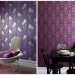 Фиолетовые обои с рисунком цветов. Фото