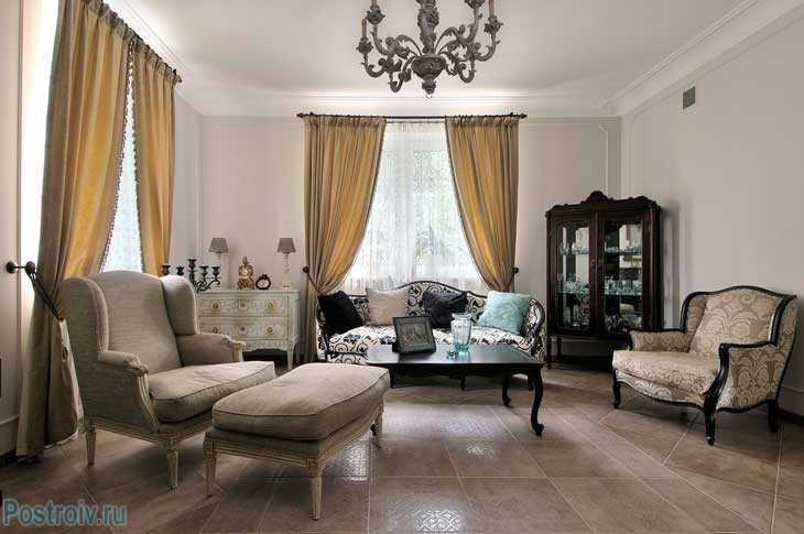 классический французский стиль в интерьере гостиной. Фото