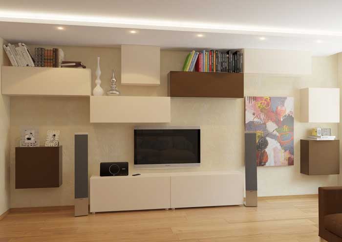 Современная стенка в зале. Фото 2