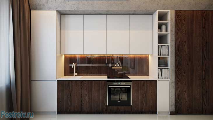 Кухня цвета венге с белым. Фото