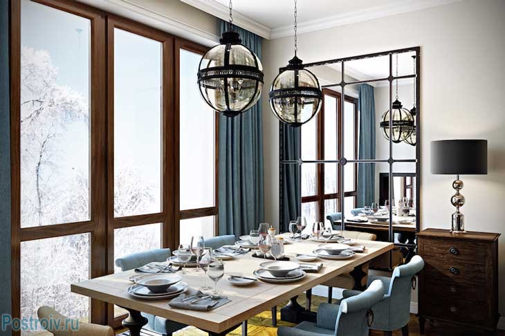 Обеденный стол в гостиной. Фото Обеденный стол в гостиной. Фото