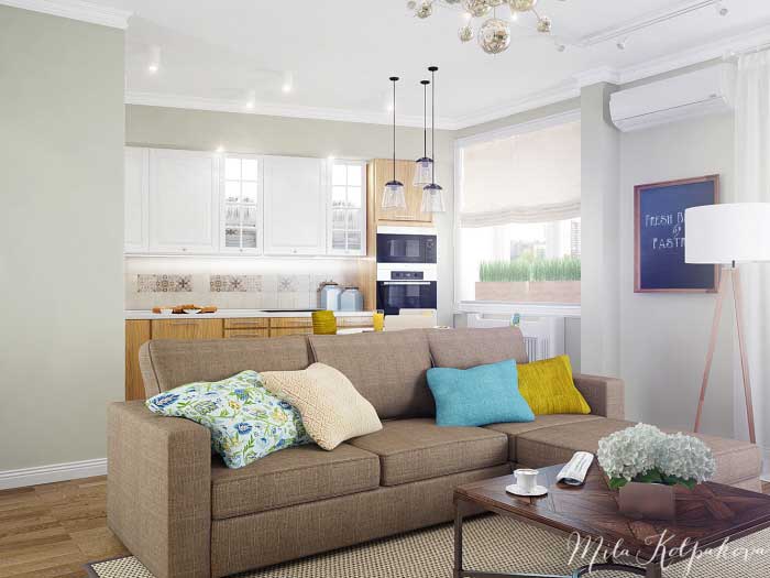 Кухня совмещенная с гостиной в маленькой квартире. Кухня совмещенная с гостиной в маленькой квартире.