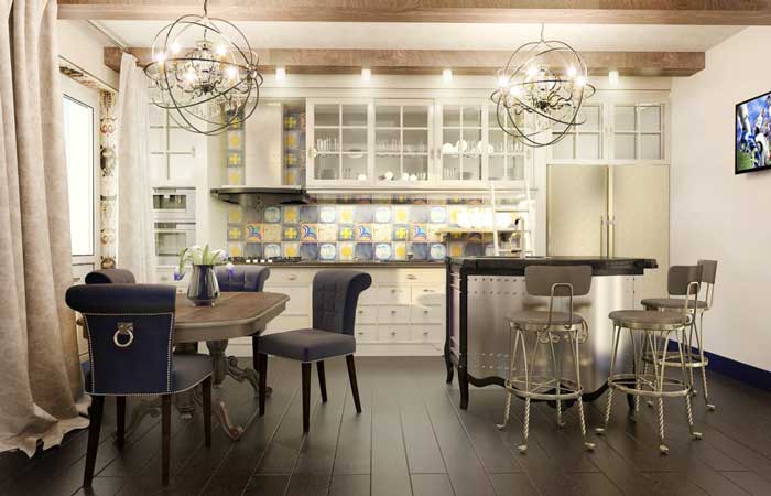 Оформление гостиной совмещенной с кухней. Дизайн кухни с барной стойкой