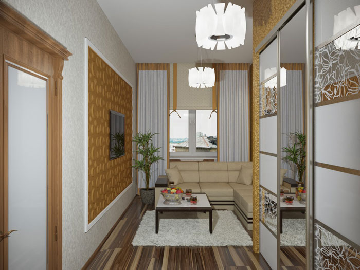 Гостиная в хрущевке после ремонта. Решение для маленькой комнаты