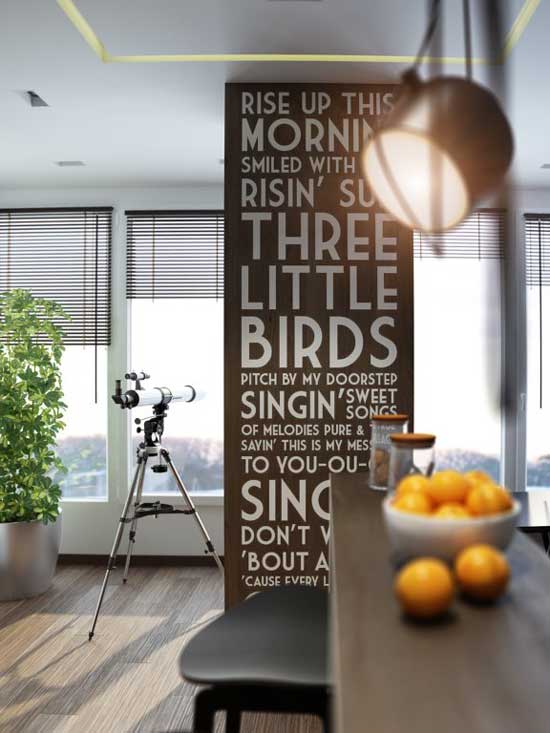 Колонна в квартире студии для холостяка