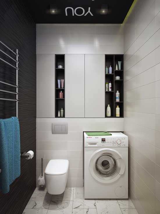 Стильный совмещенный санузел 3,5 м в квартире студии