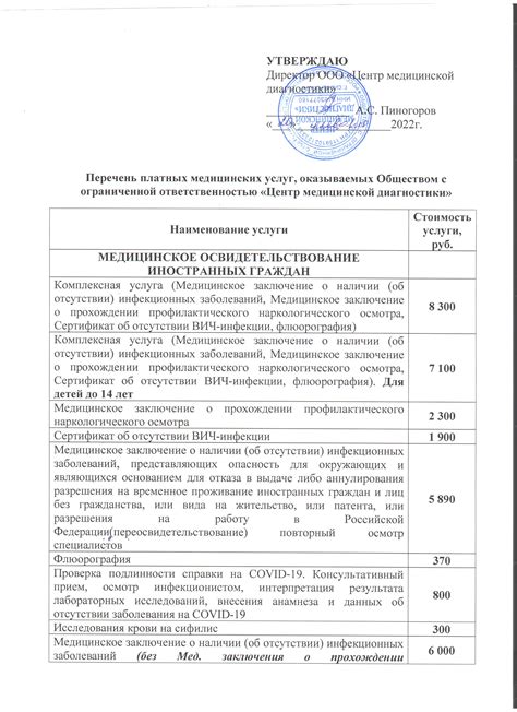 Полный список платных услуг 219 поликлиники