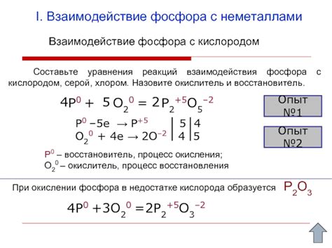 Примеры реакций кислорода с неметаллами