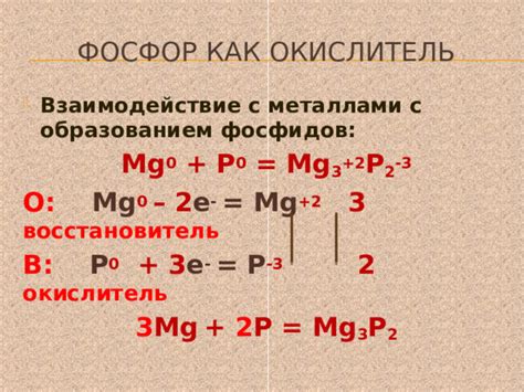 Формирование фосфидов при реакции H3PO4 с металлами