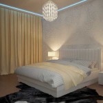 Светлые обои с орнаментом в спальне. Дизайн проект