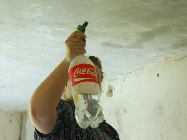 Бутылка с распылителем для очистки потолка от побелки Бутылка с распылителем для очистки потолка от побелки