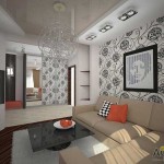 Спокойные обои в интерьере зала. Фото