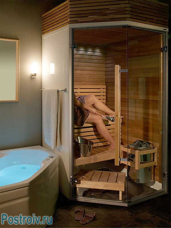 Душевая кабина совмещенная с баней или сауной Душевая кабина совмещенная с баней или сауной