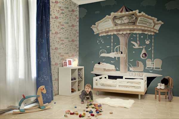 Современные комбинированные обои в детскую Современные комбинированные обои в детскую