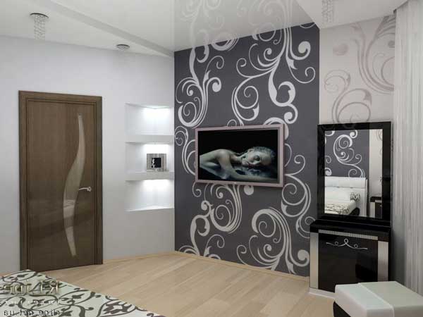 Комбинированные обои в комнате Комбинированные обои в комнате