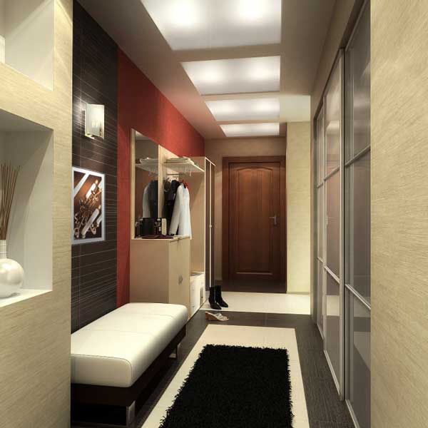 Современные комбинированные обои в прихожей Современные комбинированные обои в прихожей