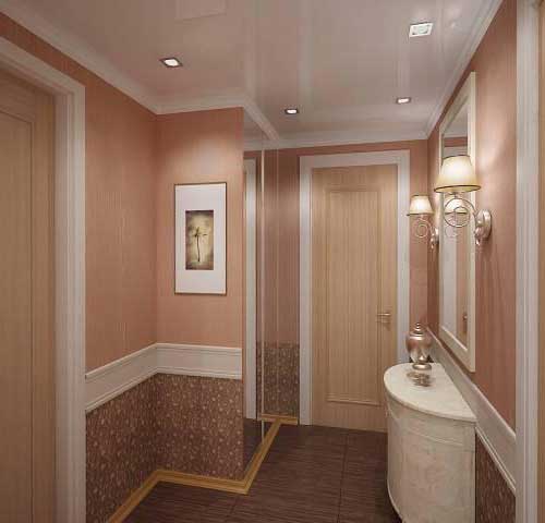 Бежевые комбинированные обои в коридоре Бежевые комбинированные обои в коридоре