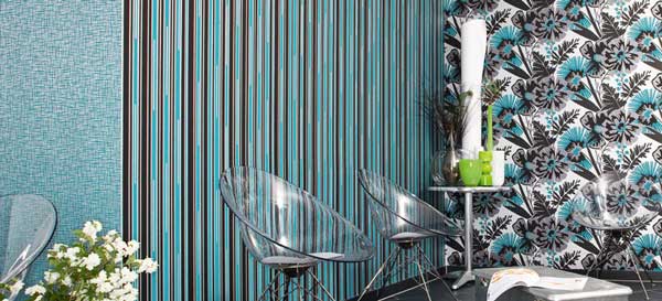 Берюзовые комбинированные обои в прихожей Берюзовые комбинированные обои в прихожей